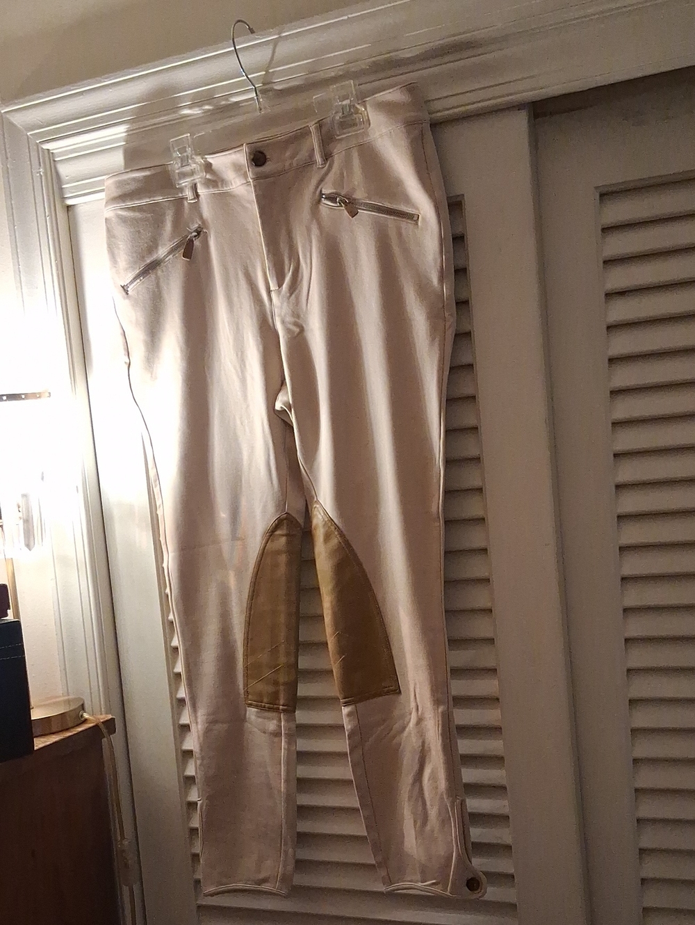 Lauren Ralph Lauren Women’s Canvas Saddle Pants with Leather Zip Pockets.